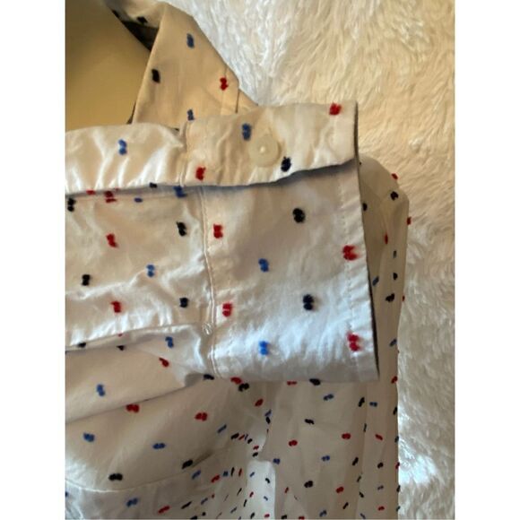 Tommy Hilfiger SZ L Woman’s White Polka Dot Print Half Zip Top/Blouse - Picture 5 of 11